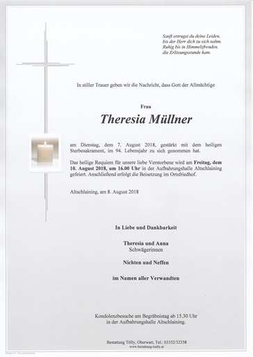 Parte Müllner Theresia